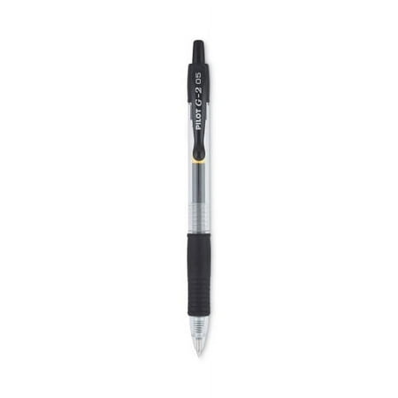 Pilot G2 Premium Gel Pen, Retractable, Extra-Fine 0.5 mm, Black Ink, Smoke/Black Barrel, Dozen, Each
