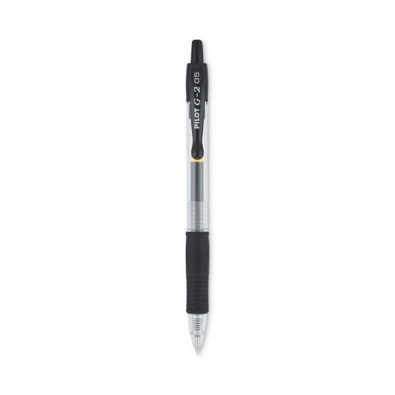 Pilot G2 Premium Gel Pen, Retractable, Extra-Fine 0.5 mm, Black Ink, Smoke/Black Barrel, Dozen, Each