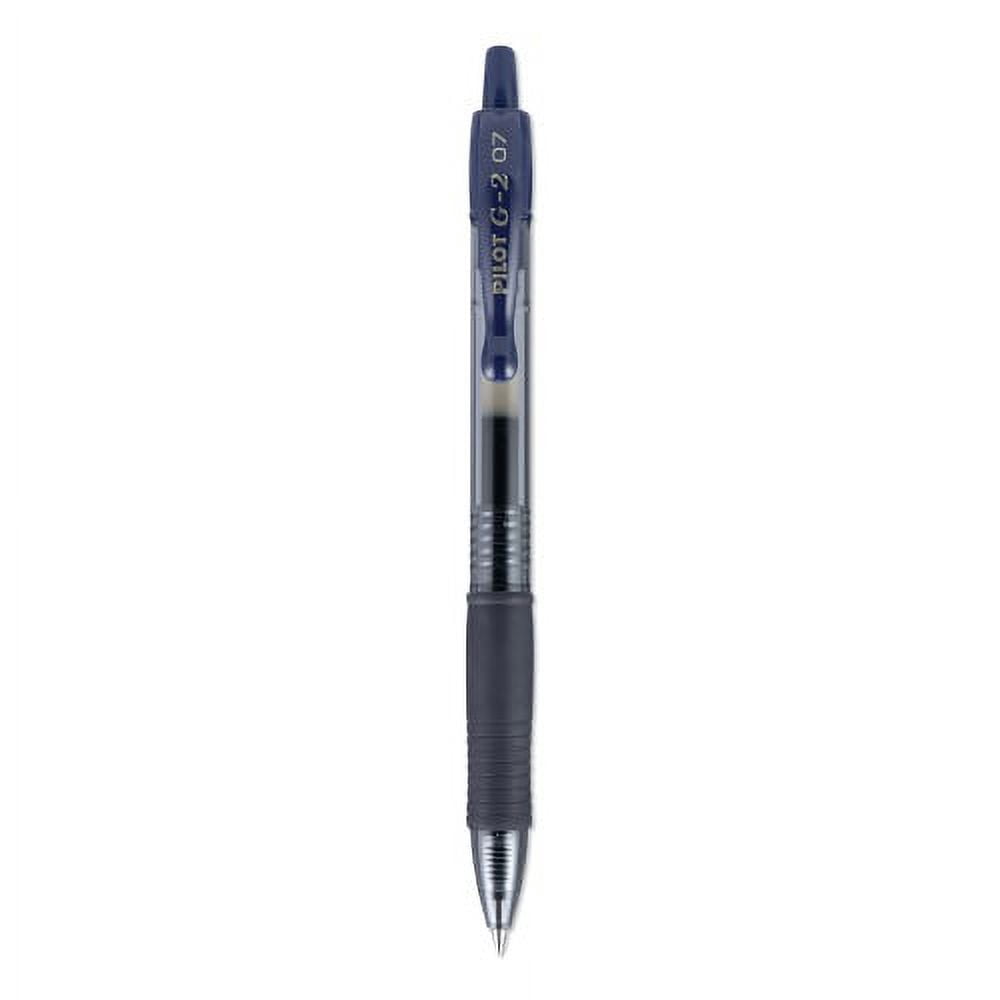 Pilot G2 Premium Gel Pen, Retractable, Fine 0.7 mm, Navy Blue Ink, Smoke/Blue Barrel, Dozen, Each