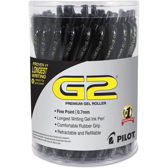 Pilot G2 Premium Gel Roller Pen, Retractable and Refillable, Fine Point 0.7 mm, Black Ink, 36 Count