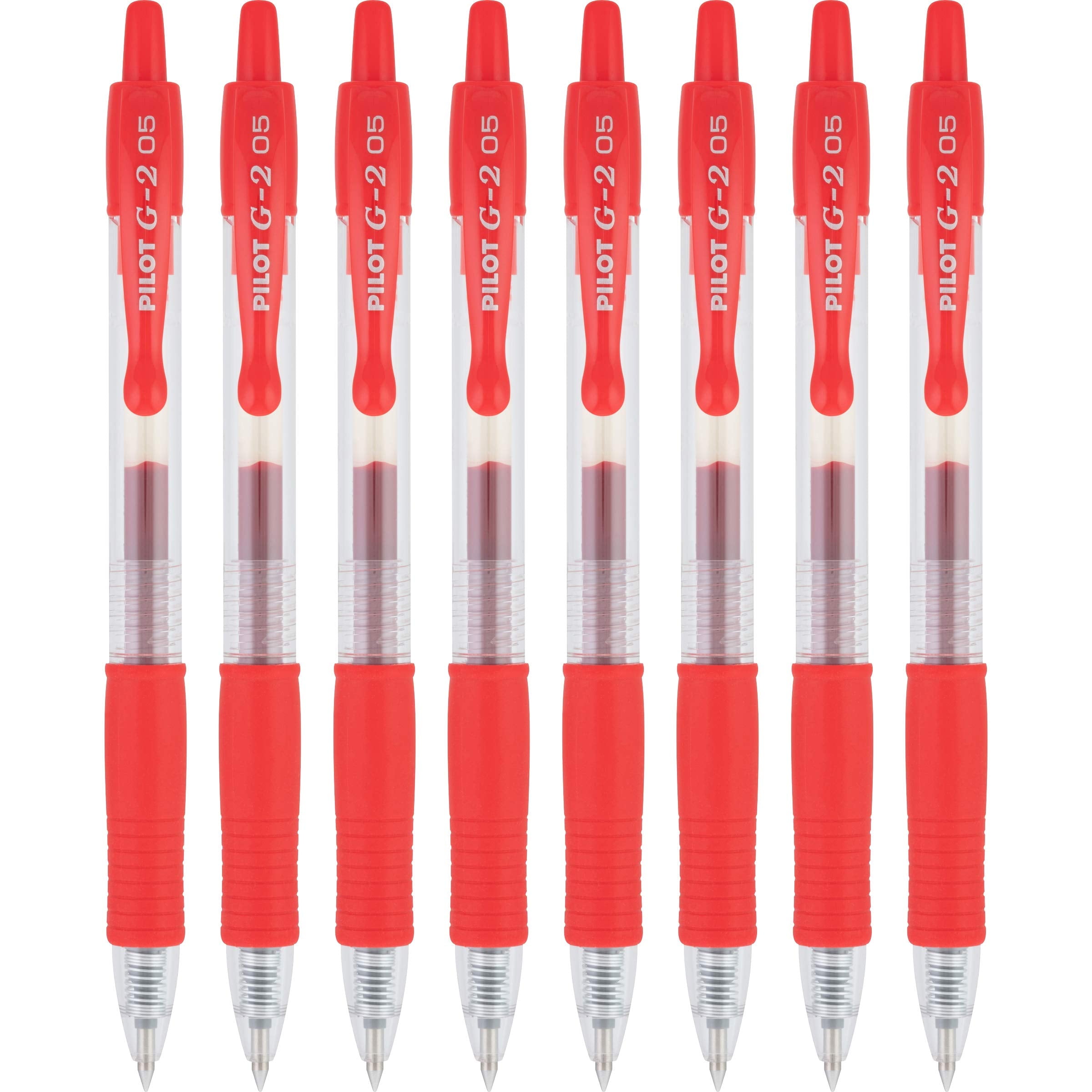 Pilot, G2 Premium Gel Roller Pens, Extra Fine Point 0.5 mm, Pack of 8, Red