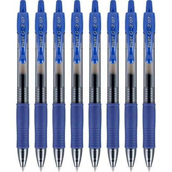 Pilot, G2 Premium Gel Roller Pens, Fine Point 0.7 mm, Blue, Pack of 8.