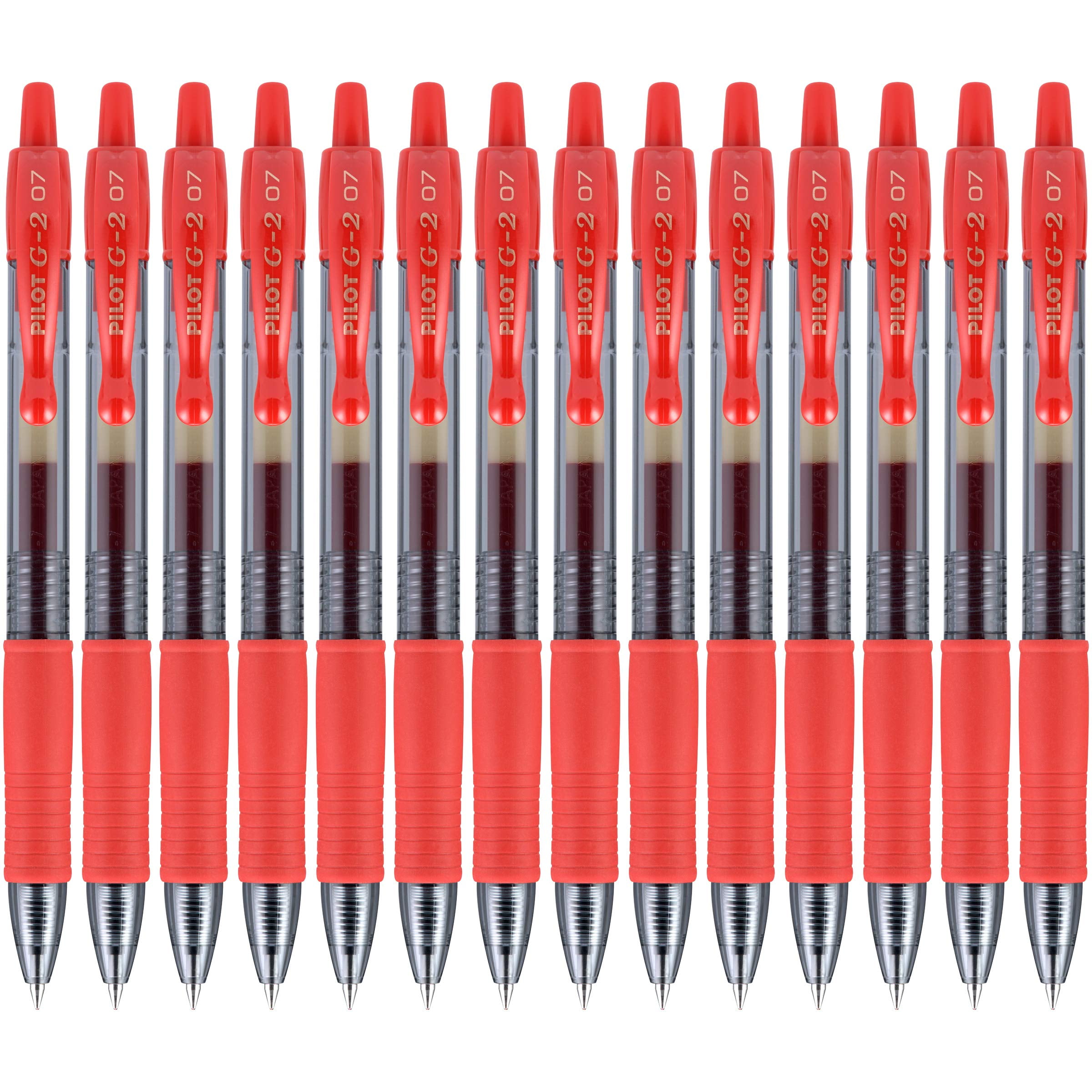 Pilot, G2 Premium Gel Roller Pens, Fine Point 0.7 mm, Red, Pack of 14