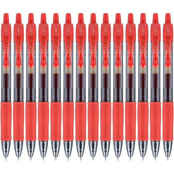 Pilot, G2 Premium Gel Roller Pens, Fine Point 0.7 mm, Red, Pack of 14