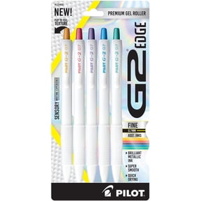 Pilot G2 Edge White Premium Gel Pens, Retractable, Fine Point, 0.7mm, Assorted Metallic Colors, 5 Count