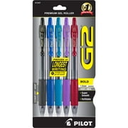 Pilot G2 Premium Gel Roller Pen, Bold Point, Assorted Ink Colors, Pack of 5