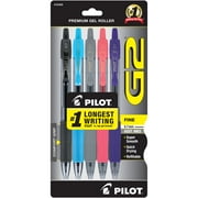Pilot G2 Premium Retractable Gel Ink Pens, Fine Point, Assorted Ink, 5 Count