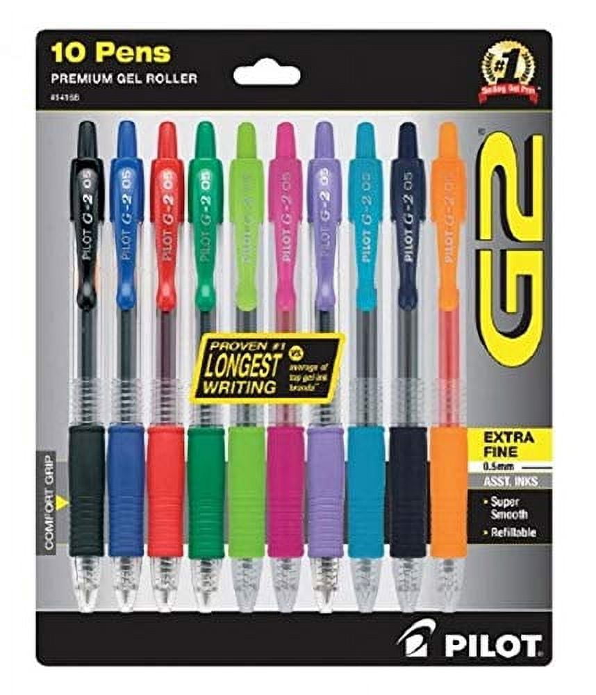 Pilot G2 Mini Premium Retractable Gel Ink Rolling Ball Pens Fine Point Assorted Ink Colors 10-Pack (31746)