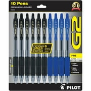 Pilot G2 Premium Retractable Gel Ink Pens Fine Point, Black and Blue Ink, 10 Count