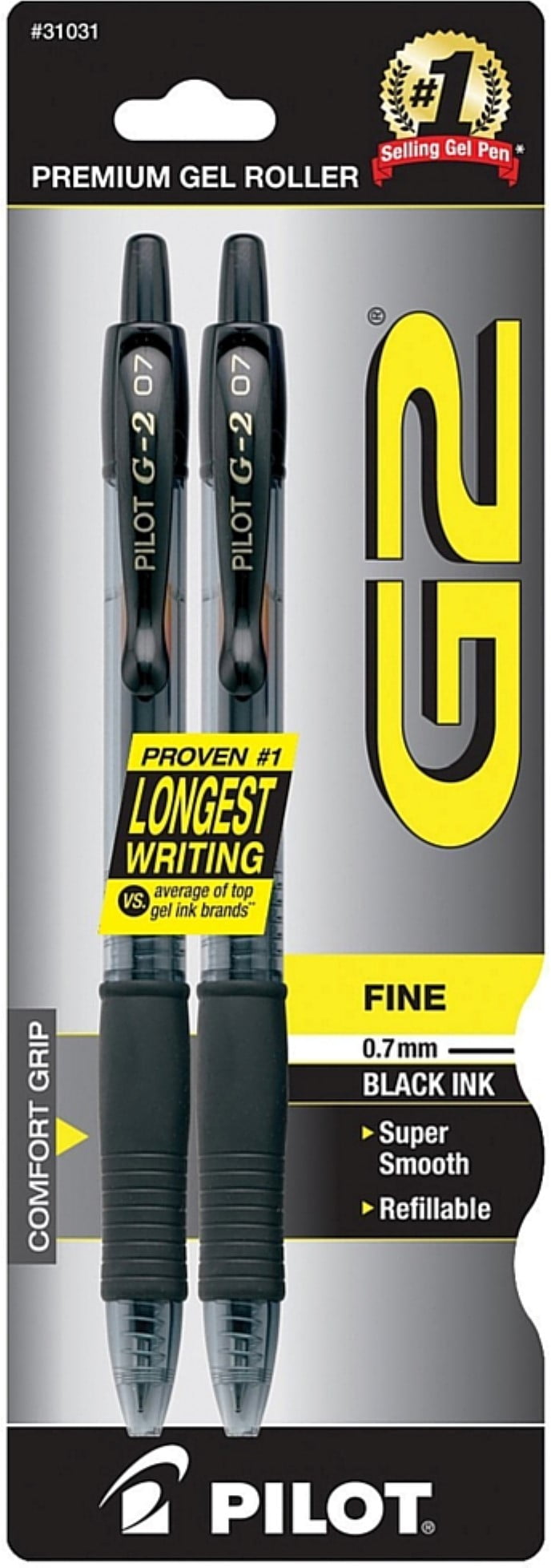 Pilot G2 Retractable Fine Point Premium Gel Roller Ball Pens, Black 2 ea (Pack of 6)