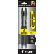Pilot G2 Retractable Gel Ink Pens, Bold Point, Black, 2 Count