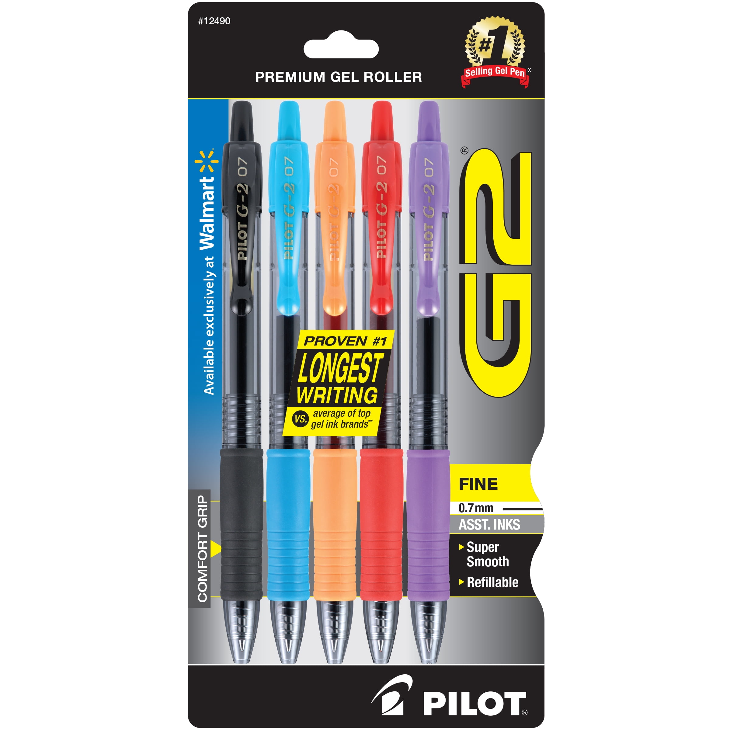 Walmart Deals of Pilot G2 Retractable Gel Ink Pens, Fine Point, Asst, 5 Count