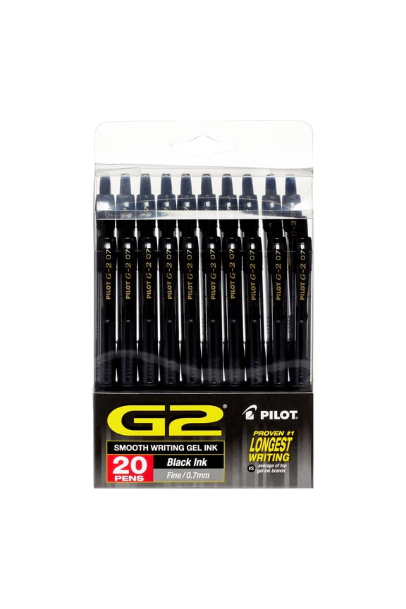 G2 Retractable Gel Ink Pens, Fine Point, Black, 20 Count
