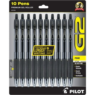 Pilot G2 07 Black Fine Retractable Gel Ink Pen Rollerball 0.7mm Nib Tip 0.39mm Line Width Refillable BL-G2-7 (6)