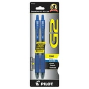 Pilot G2 Retractable Gel Ink Pens, Fine Point, Blue, 2 Pack