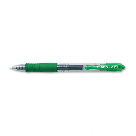 Pilot : G2 Retractable Gel Ink Roller Ball Pen, Green Ink, Fine, 0.70 mm -:- Sold as 2 Packs of - 12 - / - Total of 24 Each