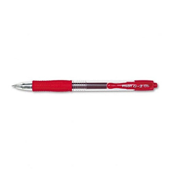 Pilot : G2 Retractable Gel Ink Roller Ball Pen, Red Ink, Extra Fine -:- Sold as 2 Packs of - 12 - / - Total of 24 Each