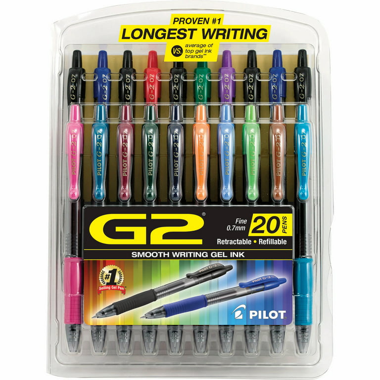 Pilot G2 Pens 0.5 mm - 10 Pack (5 Black and 5 Blue pens) Premium Gel Ink Pens Extra Fine Point 0.5 Pens Refillable & Retractable Rolling Ball