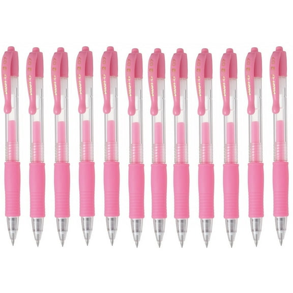 Pilot G2 Retractable Pastel Gel Ink Rollerball Pens, Fine Point 0.7mm, Pink, 12 Count