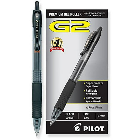 Pilot G2 Retractable Gel Ball Pens, Black, 12 Ct