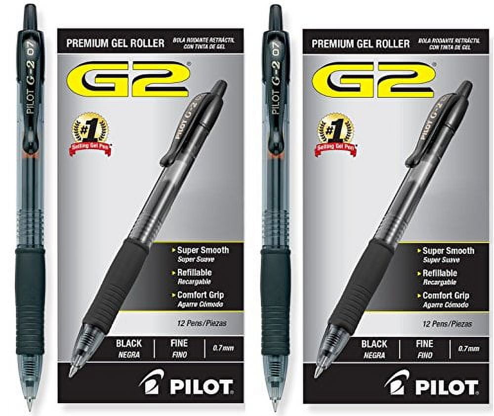 Pilot G2 Retractable Premium Gel Ink Roller Ball Pens, Fine Pt, 24 Pack, Black
