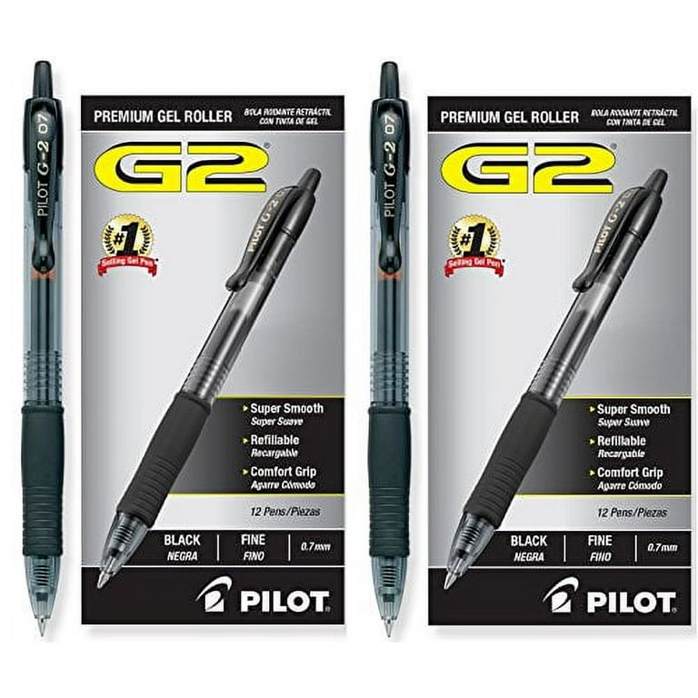 G2 Roller Ball Retractable Gel Pen, Black Ink, Fine - 2 count