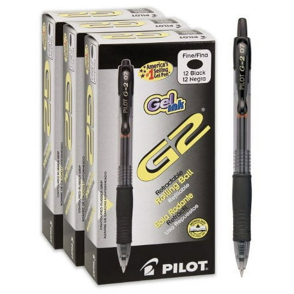 Pilot G2 Retractable Premium Gel Ink Roller Ball Pens Fine Pt (.7) 36 Pens Black; Retractable, Refillable & Premium Comfort Grip; Smooth Lines to the End of the Page, America?s #1 Selling Pen Brand