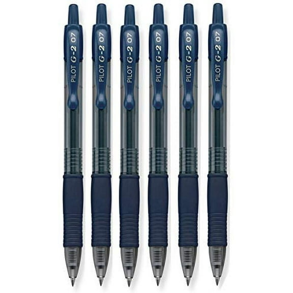 Pilot G2 Retractable Premium Gel Ink Roller Ball Pens Fine Pt, Navy Blue, Pack Of 6