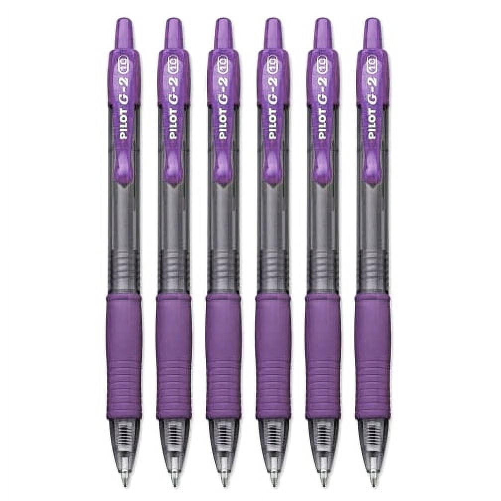 Pilot G2 Retractable Rollerball Gel Pens, Bold Point, 1.0mm, Purple Ink, 6 Count