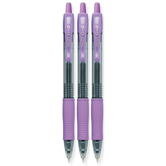 Pilot G2 Retractable Rollerball Gel Pens, Fine Point, 0.7mm, Purple Ink, 3 Count