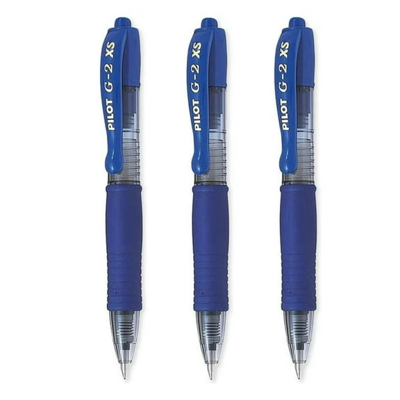 Pilot G2-XS Pixie Retractable Gel Ink Rollerball Pens - 0.7mm Nib - Blue - Pack of 3