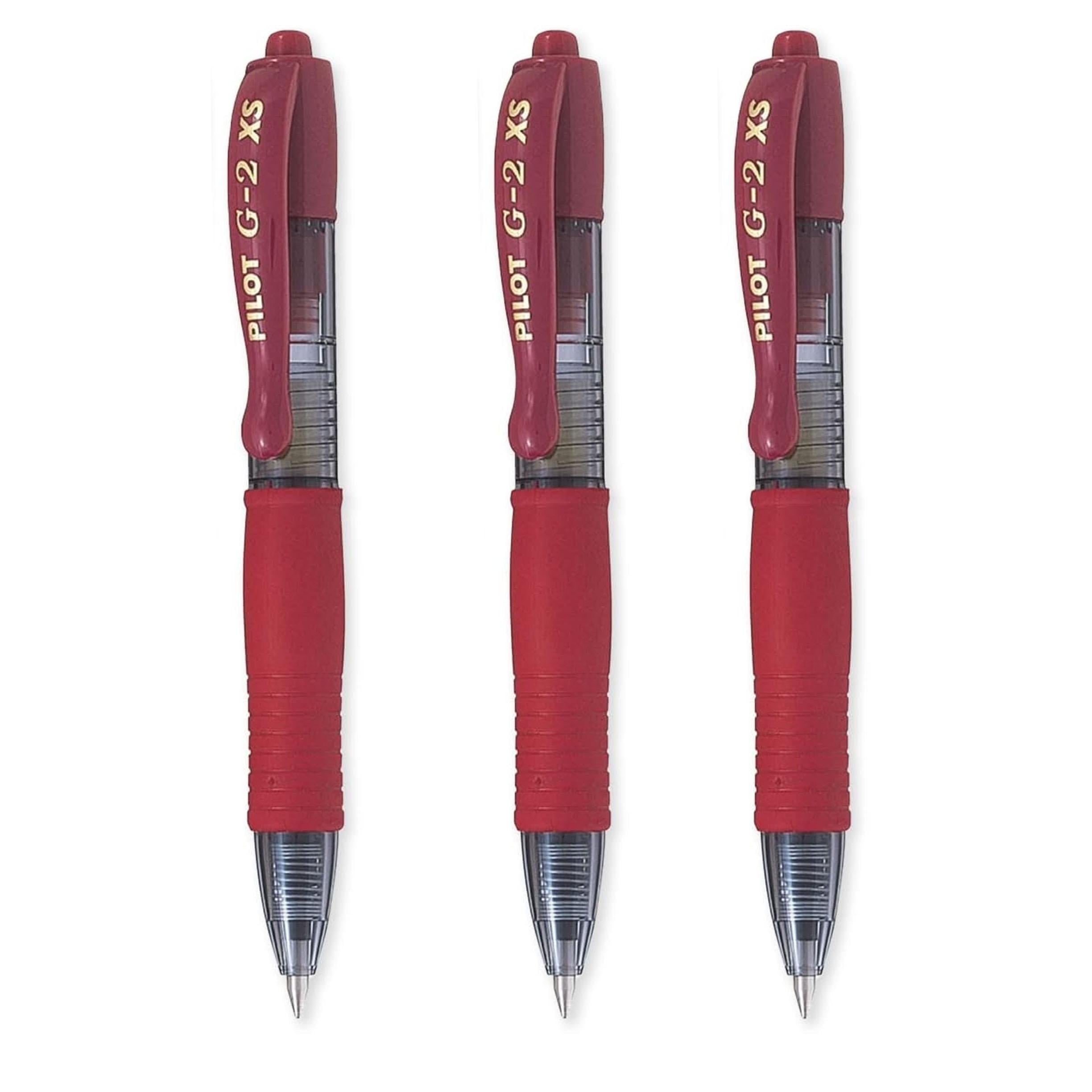 Pilot G2-XS Pixie Retractable Gel Ink Rollerball Pens - 0.7mm Nib - Dark Red - Pack of 3