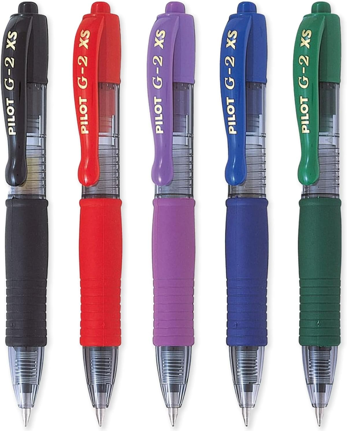 Pilot G2-XS7 Pixie - Mini Rollerball Pens - 0.7mm Nib - Pack of 5 - Black, Blue, Violet, Red, Green