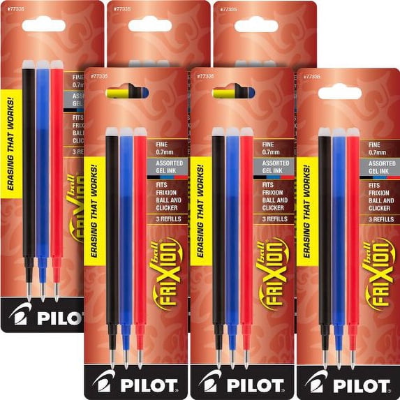 Pilot Gel Ink Refills for FriXion Erasable Gel Ink Pen, Fine Point, Assorted Ink, Pack of 18 (77335)