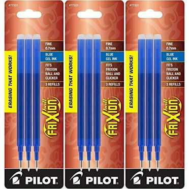 Pilot Gel Ink Refills for FriXion Erasable Gel Ink Pen, Fine Point, Blue Ink, 3 Packs 9 Refills