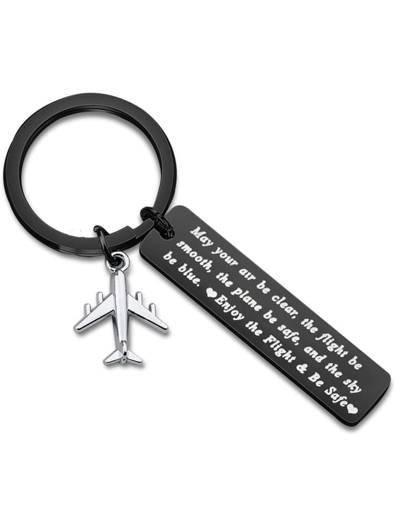 Pilot Gift Flight Attendant Gift Fly Safe Keychain Traveling Gifts May Your Air Be Clear Airplane Jewelry