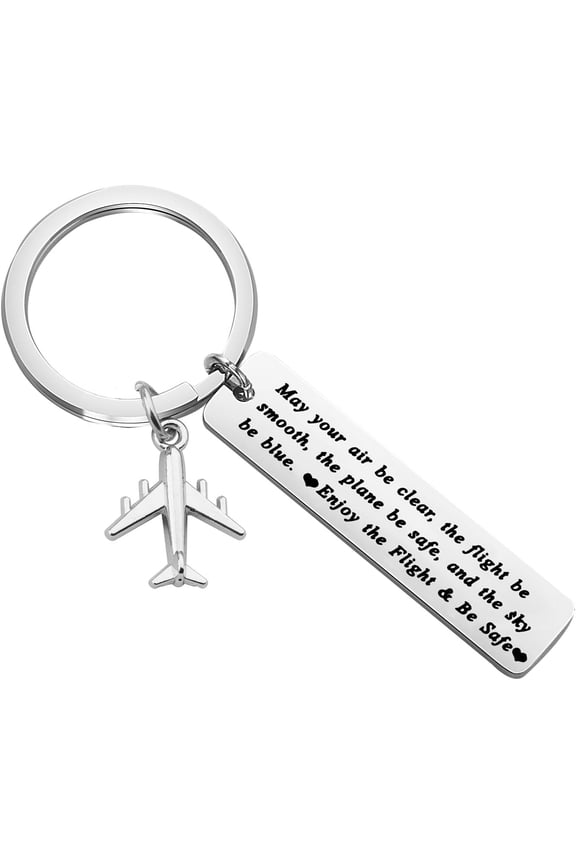 Pilot Gift Flight Attendant Gift Fly Safe Keychain Traveling Gifts May Your Air Be Clear Airplane Jewelry