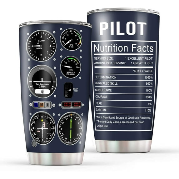 Pilot Gifts Aviation Men, Aviation Gifts, Gifts for Pilots Men, Airplane Gifts, Pilot Cup, Pilot Gauges Tumbler, Birthday Christmas Gifts for Dad, Son, Husband - Stainless Steel 20oz Coffee Travel Mug