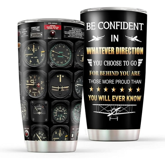Pilot Gifts for Men Aviation Tumbler 20oz with Straw Lid, Airplane Aviation Gifts Coffee Travel Mugs for Aviators Son Dad Fathers Day Birthday Present Pilot Retirement Graduation Insulated Gift Cup