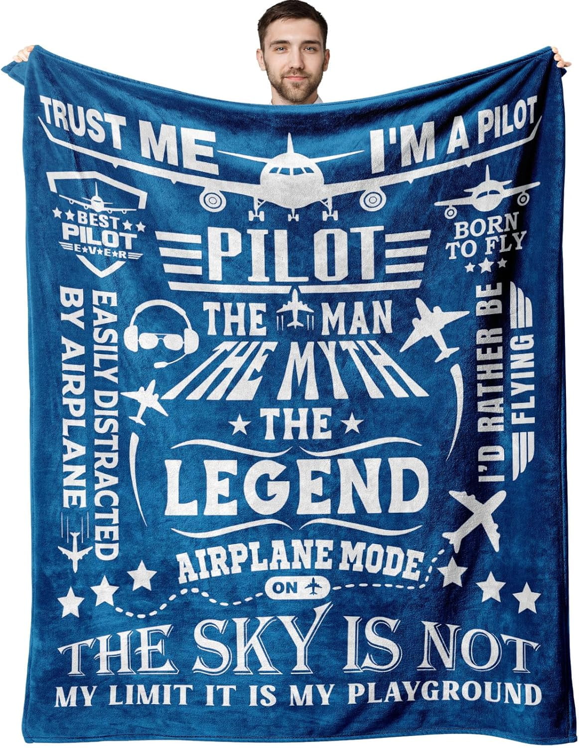 Pilot Gifts for Men Blanket 60" x 50" - Christmas Aviation/Airplane/Aviator Gift for Pilots Men