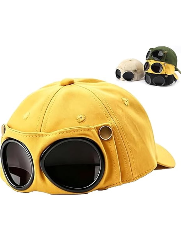 Pilot Goggles Baseball Cap Aviator Sun Hat, Cotton Adjustable Sunglasses Visor, Outdoor Casual Hip Hop Streetwear Men Women(RL)