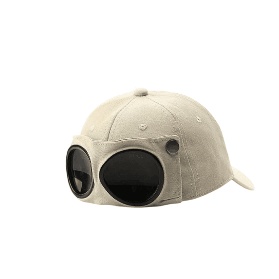 Pilot Goggles Baseball Cap,Unisex Korean Style Pilot Baseball Cap Beige