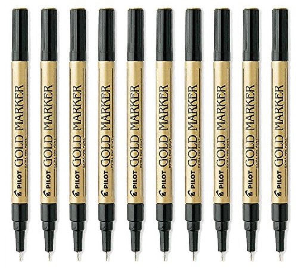 Pilot Gold Metallic Permanent Paint Marker, Extra Fine Point, 10-PACK(41701)