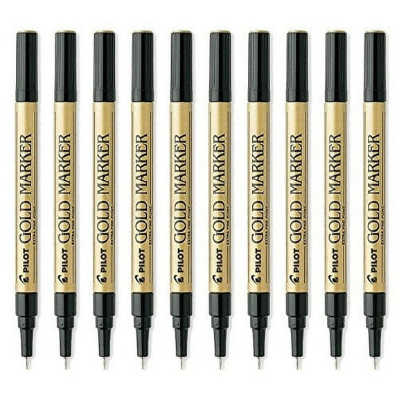 Pilot Gold Metallic Permanent Paint Marker, Extra Fine Point, 10-PACK(41701)