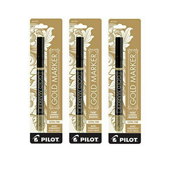 Pilot Gold Metallic Permanent Paint Marker, Extra Fine Point, 3-PACK(41701)