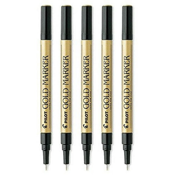 Pilot Gold Metallic Permanent Paint Marker, Extra Fine Point, 5-PACK(41701)