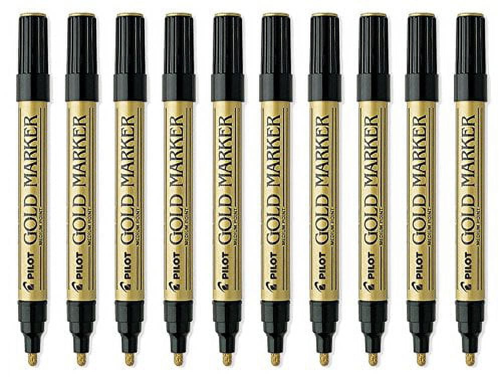 Pilot Gold Metallic Permanent Paint Markers, Medium Point, 10-PACK(41700)