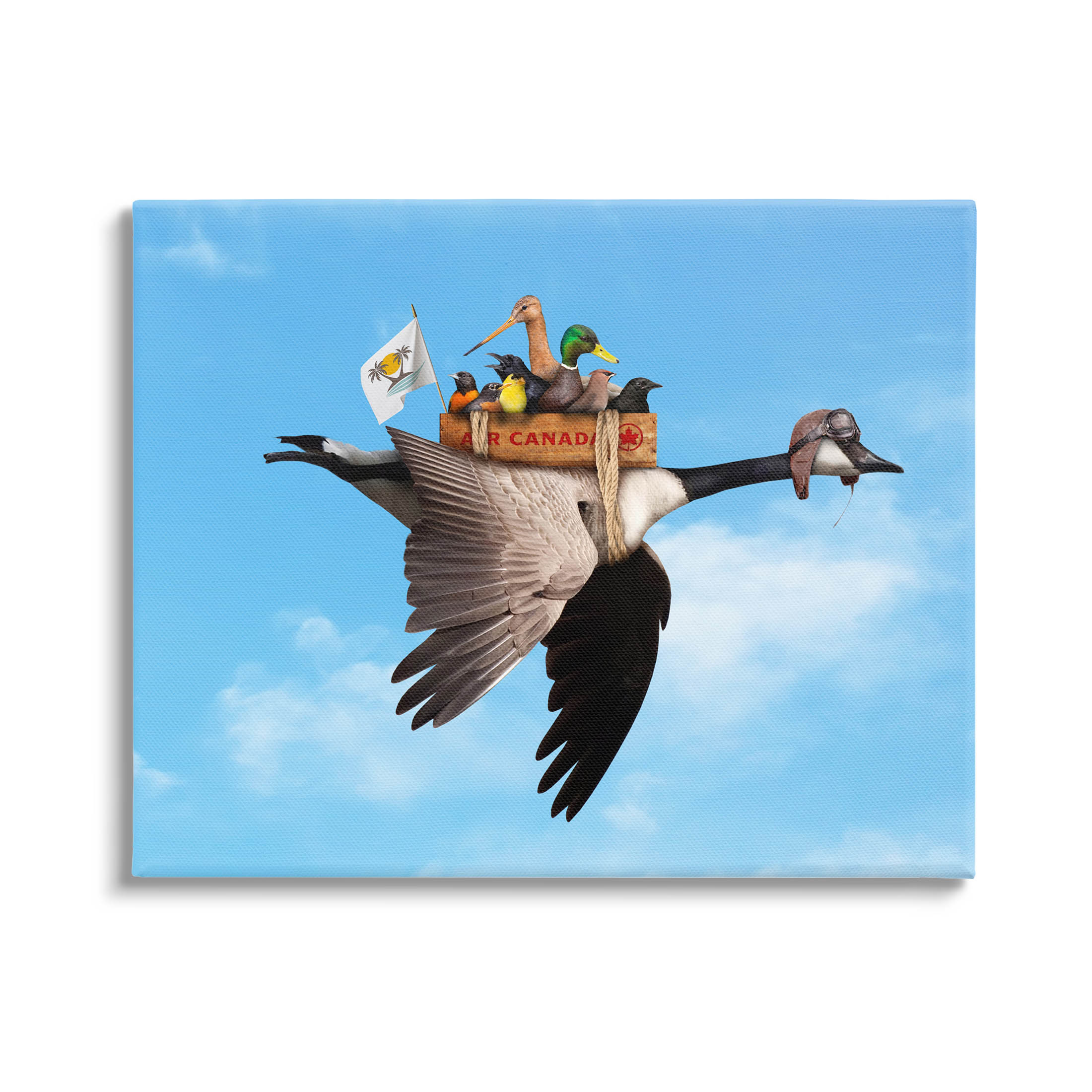 Pilot Goose Flying Ducks Sky Animals & Insects Graphic Art Gallery Wrapped Canvas Print Wall Art