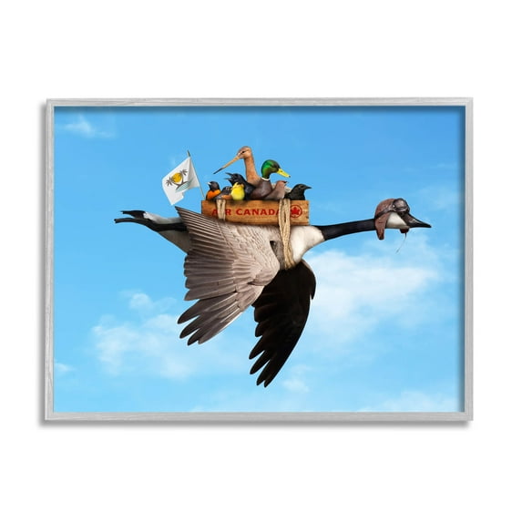Pilot Goose Flying Ducks Sky Animals & Insects Graphic Art Gray Framed Art Print Wall Art