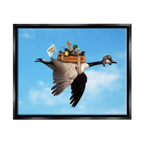 Pilot Goose Flying Ducks Sky Animals & Insects Graphic Art Jet Black Framed Art Print Wall Art